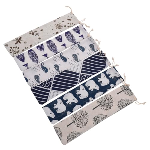 Gatuida 6 Stück Teiliges Bestecktaschen aus Leinen mit Kordelzug Wiederverwendbare Aufbewahrungsbeutel für Besteck Zahnbürste und Geschirr Praktische Reise von Gatuida