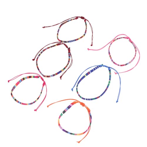 Gatuida 6 Stück Teiliges Boho Fußkettchen aus Geflochtenem Baumwollband Verstellbare Bunte Sommer Fußketten Damen Leichtes Strand Schmuck Accessoire für Alltag und Party von Gatuida