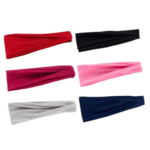 Gatuida 6 Stück Teiliges Elastisches Stirnband für Damen und Herren Weiche Atmungsaktive Fitness Haarbänder Schweißabsorbierend Sport Stirnbänder für Yoga Laufen und Workout von Gatuida