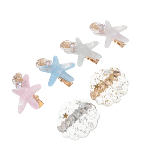 Gatuida 6 Stück Teiliges Haarschmuck Muschel Seestern haarspangen für Mädchen Zarte Haarclips in Meeresfarben Komfortabel und Schonend für Haartypen Modische Kopfschmuck accessoires von Gatuida