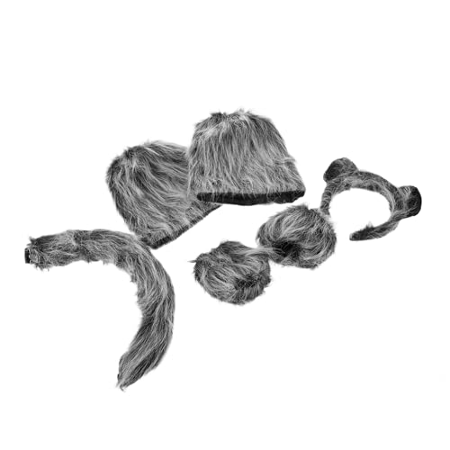 Gatuida 6stücke Teiliges Wolfskostüm-set Plüsch-tierohren-stirnband Für Erwachsene Halloween-party-cosplay-zubehör Mit Cosplay- Und Tierstirnband von Gatuida