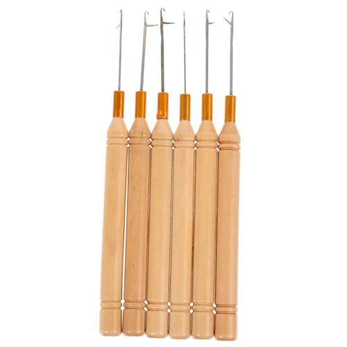 Gatuida 6 Stück Teiliges Holzgriff Häkelnadeln für Haare Flexible Dreadlock Crochet Hooks Leichtes Haarflechten Werkzeug Robustes DIY Zöpfe Einflechten Zubehör für Friseure und Zuhause von Gatuida