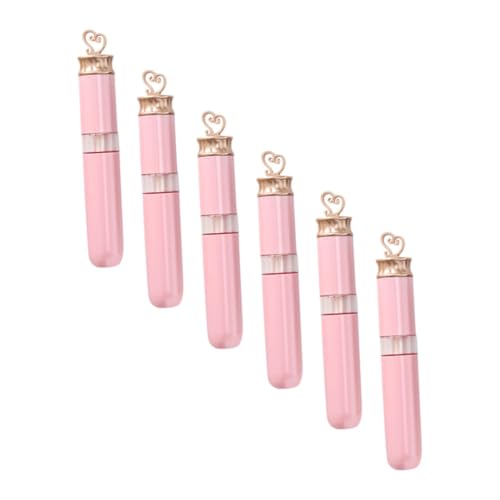 Gatuida 6 Stück Teiliges Lippenpflege Leerflaschen in Rosa Herzform DIY Lippenöl und Lipgloss Behälter Leichte Kreative Lippenstift Tuben für Frauen für Reisen und Geschenkideen von Gatuida