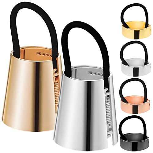 Gatuida 6 Stück Teiliges Metall Ponytail Halter in Roségold Gold Silber Schwarz in Gold Silber Elastische Haargummis mit Ring Manschette für Damen und Mädchen für von Gatuida
