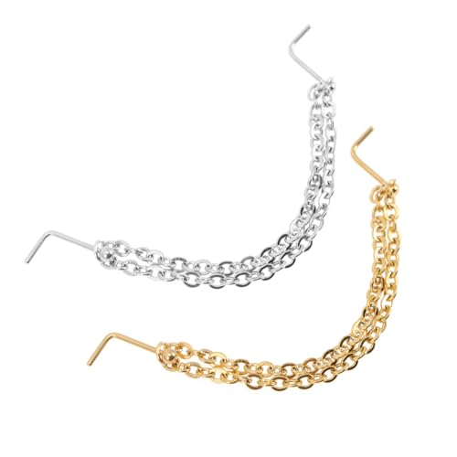Gatuida 6 Stück Teiliges Nasenpiercing aus Edelstahl Doppelreihige Nasenkette und Nasenring Hautfreundlich Leicht Modisches Design für Damen und Herren für Partys und Alltag von Gatuida