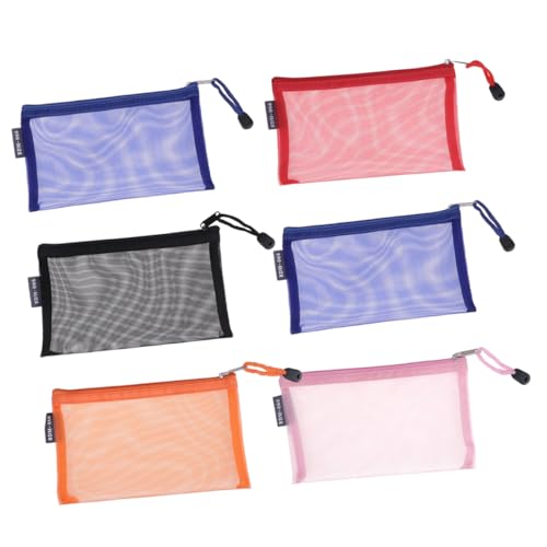 Gatuida 6 Stück Teiliges Nylon Netz Zip Taschen Multifunktionale Reise Kosmetiktaschen Leichte Stift Schreibwarentaschen für Schule und Büro Langlebig und Tragbar von Gatuida