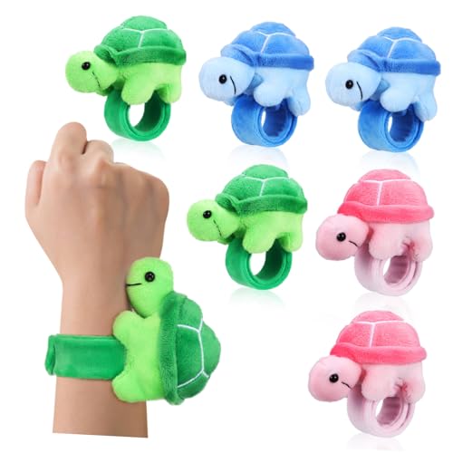 Gatuida 6 Stück Teiliges Plüsch Slap Armband Schildkröte Weiche Slap Bänder Bunte Tierarmbänder Interaktives für Partys Geburtstagsgeschenke Vielseitig Einsetzbar von Gatuida