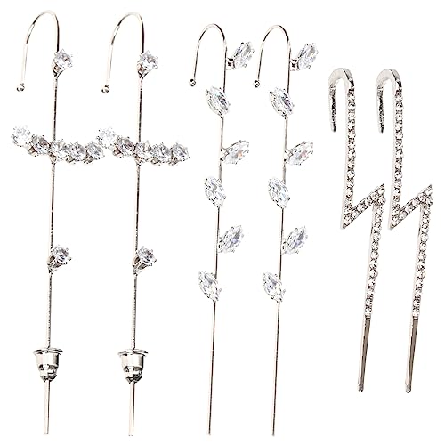 Gatuida 6 Stück Teiliges Punk Ohrhaken mit Clip Ohrklemme Kreative Ohrringe mit Strasssteinverzierung Silberfarbene Umhüllung Tragbar für Damen zu Geburtstag Weihnachten Valentinstag von Gatuida