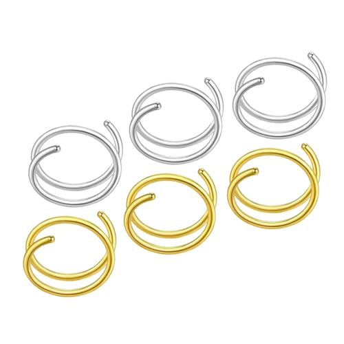 Gatuida 6 Stück Teiliges Spiral Nasenring Damen Modisch Schmerzfrei Komfortabel Nasenschmuck für Frauen und Mädchen in Metall und Goldfarbe von Gatuida