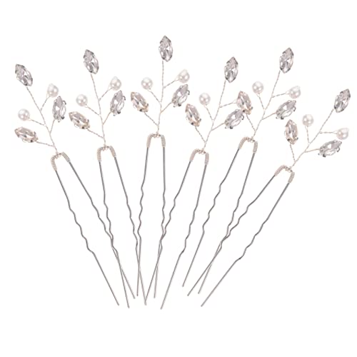 Gatuida 6 Stück Teiliges U Förmiges Haarnadel mit Strass und Perlen Eleganter Brautschmuck für Hochzeit Leichtes Robustes Haarschmuck Accessoire für Damen und Mädchen von Gatuida
