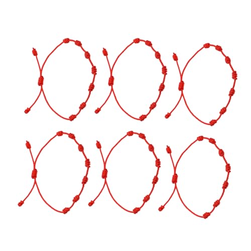 Gatuida 6 Stück Teiliges Verstellbares Rotes Knotenarmband Freundschaftsarmband mit Knoten Glücksbringer Schmuck für Damen und Herren Handgefertigtes Seilarmband als und Erinnerung von Gatuida