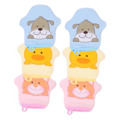 Gatuida 6 Stück Teiliges Waschhandschuhe Cartoon Badetücher Weich Saugfähig Babyhandtücher für Sanfte Reinigung und Schaumkörperpflege für Neugeborene und Kleinkinder in Gelb Blau von Gatuida