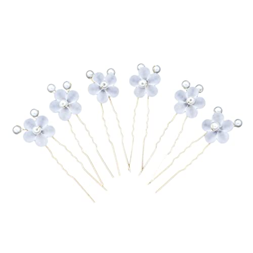 Gatuida 6 Stück Teiliges Weiße U Förmige Perlen Haarnadeln mit Blumenmotiv Eleganter Haarschmuck für Braut Hochzeit Party und Mädchen Langlebige Metallhaarnadeln für Stilvolle von Gatuida
