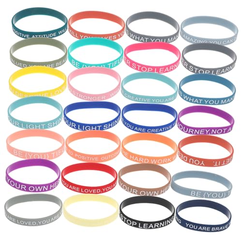 Gatuida 60 Stück Teiliges Buntes Silikonarmband mit Elastischem Unisex Design und Motivierenden Sprüchen für Frauen und Männer Angenehm Tragbar als Tägliches Accessoire und für von Gatuida