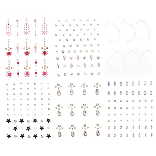 Gatuida 6Blätter Teiliges Gesichts Edelsteine Glitzernde Aufkleber für Körper und Make Up Dekoration Selbstklebende Gesichtsjuwelen für Festivals Einfach Anzubringen von Gatuida