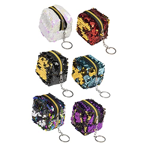 Gatuida 6Stücke Teiliges Glitzernde Pailletten Münzbeutel für Damen Tragbare Kubische Taschen Geld Schlüssel und Kleine Gegenstände von Gatuida