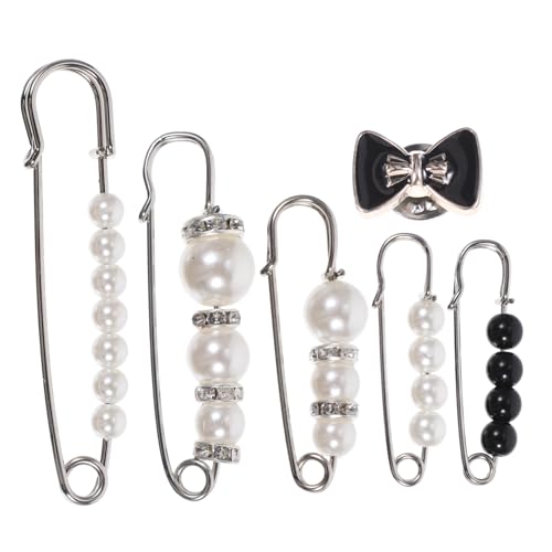 Gatuida 6Stücke Teiliges Perlen Brosche Pins für Frauen Stilvolle Sicherheitsnadeln für Pullover Schals Elegantes Dekorationszubehör für Kleidung Partys von Gatuida