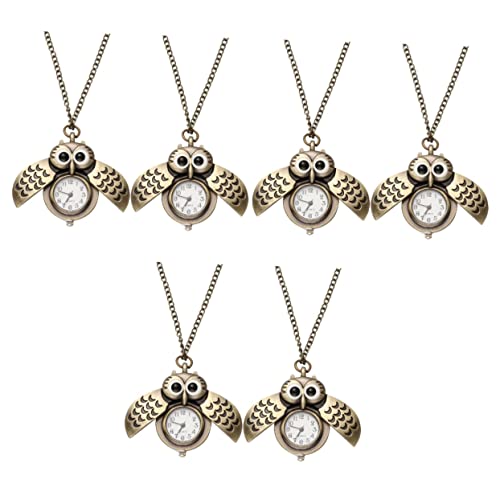 Gatuida 6stücke Retro Eulen Taschenuhr Kette Vintage Quarz Medaillon Uhr Aus Legierung Geschenkidee Für Freunde Und Familie Präzise Zeitmessung Mit Großen Ziffern von Gatuida