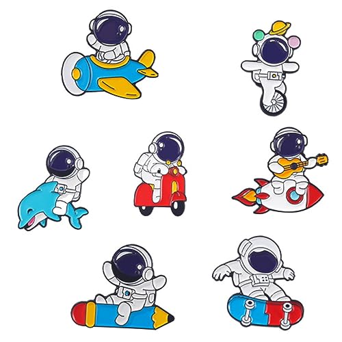 Gatuida 7 Stück Teiliges Astronauten Broschen Legierung Anstecknadeln für Kleidung und Rucksäcke Langlebig Einfach zu Befestigen als für Damen und Vielseitig Einsetzbar von Gatuida