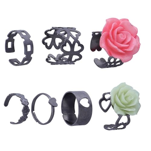Gatuida 7 Stück Teiliges Set Kreativer Handgeschnitzter Ringe Vintage Finger Ringe für Damen Stilvolle Schmuckstücke für Elegant und Auffällig von Gatuida