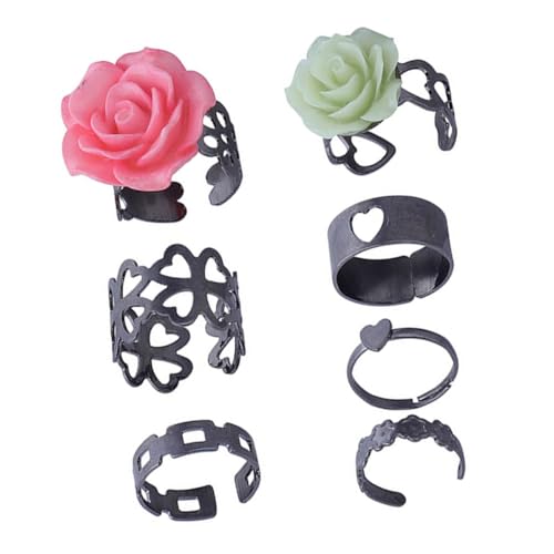 Gatuida 7 Stück Teiliges Set Vintage Hollow Out Ringe für Damen Kreative Fingerdekorationen Hautfreundlich und Langlebig für Besondere Anlässe und von Gatuida