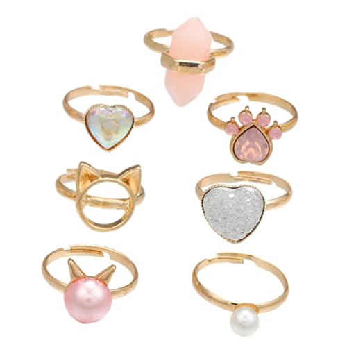Gatuida 7 Stück Verstellbare Kinderringe Teiliges aus Metall in Gold Sichere und Langlebige Schmuckstücke für Kleine Mädchen für Alltag Cosplay und Festliche Anlässe Geschenkidee für von Gatuida