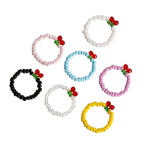 Gatuida 7Stücke Böhmische Perlen Fingerringe Teiliges für Frauen Elastische Schmuckringe Bunten Farben Kreativ und für Alltag und Besondere Anlässe von Gatuida