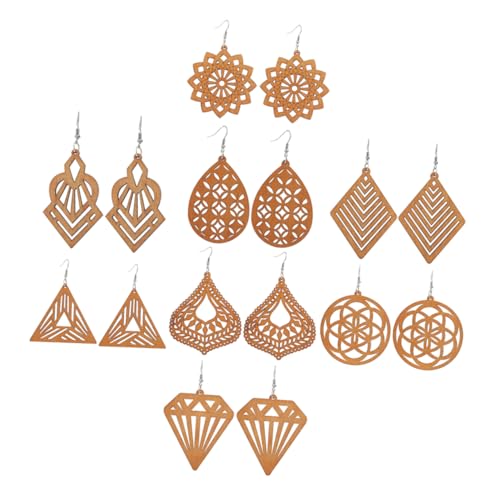 Gatuida 8 Paare Bohemian Holzohrringe Ethnische Dangle Ohrringe mit Geometrischem Design Handgefertigte Leichte Ohrhänger im Natürlichen Stil für Frauen die Einen Kreativen Look von Gatuida