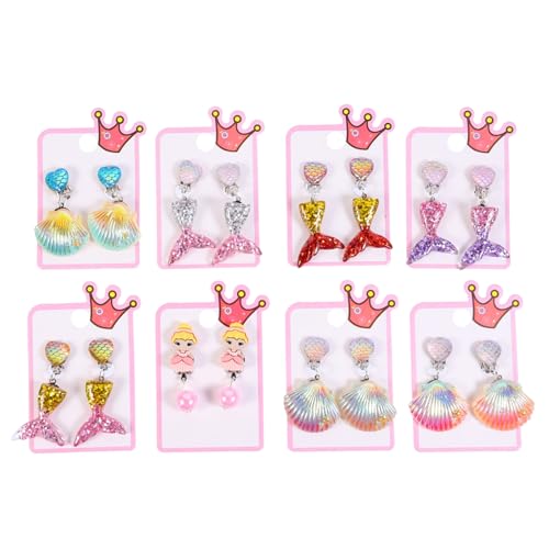 Gatuida 8 Paare Teiliges Bunte Ohrclips Ohrringe mit Niedlichen Cartoon Prinzessinnen Designs Leichte Bequeme Schmuckstücke für Mädchen Passend zu Verschiedenen Outfits von Gatuida
