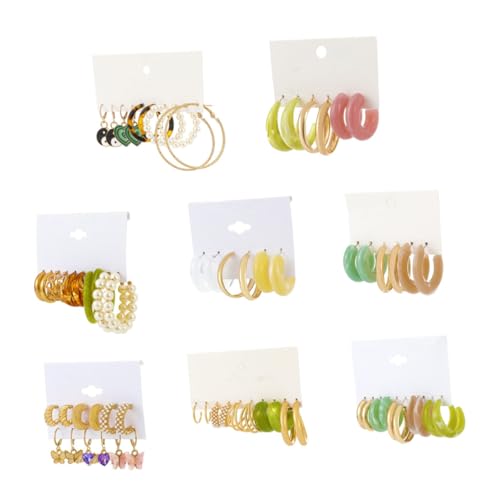 Gatuida 8 Sätze Teiliges Set Damenohrringe Extravaganter Perlen Circle Ear Pendant Stilvolle Ohrringe für für Partys und Tägliches Tragen von Gatuida