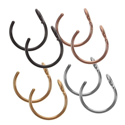 Gatuida 8 Stück Teiliges Edelstahl Nasenringe Damen C Förmige Fake Nose Piercing Hoops Leicht Verstellbar Modische Nasendekorationen in Schwarz Gold Roségold von Gatuida