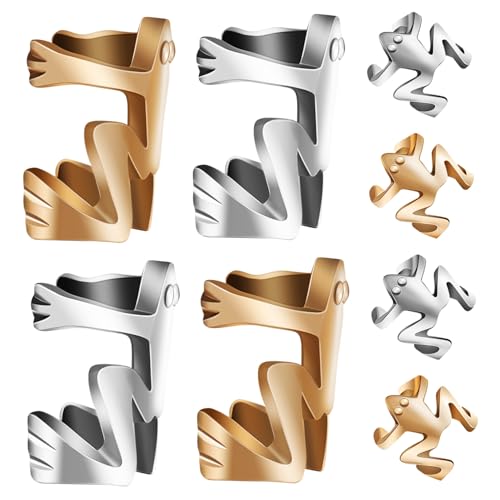 Gatuida 8 Stück Teiliges Frosch Ohrclips Nicht Piercing Ohrklemme Ohrknorpel Clip Silber Gold Tierdesign Einfach Anzulegen Für Frauen und Mädchen von Gatuida