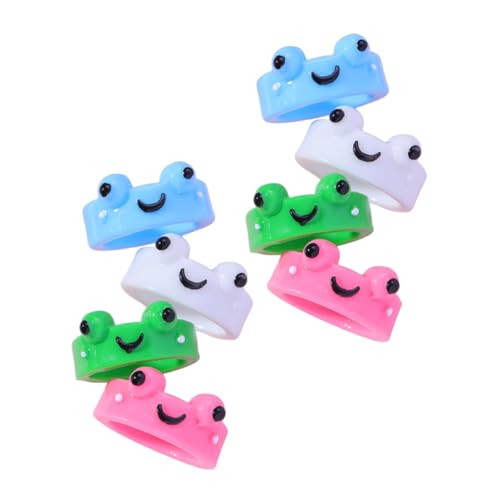 Gatuida 8 Stück Teiliges Frosch Ringe aus Resin Bunte Dekorative Fingerringe Metall Modischer Schmuck für Frauen Stapelbar Langlebig und Farbecht Verspieltes Accessoire Zufällige Farbe von Gatuida