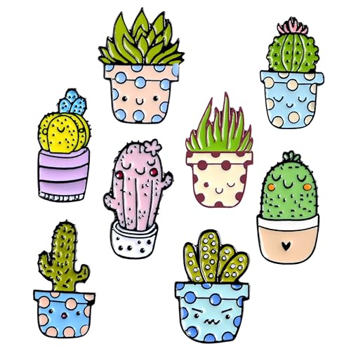 Gatuida 8 Stück Teiliges Kaktus Broschen aus Legierung Dekorative Anstecknadeln im Western Stil Bunte Pflanzen Pins für Jacken Rucksäcke Accessoires Zufällige Designs von Gatuida