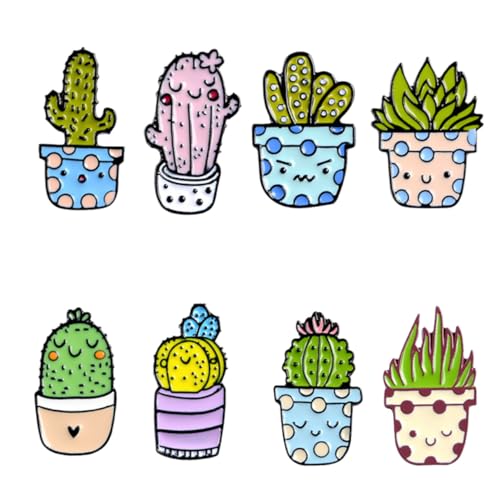 Gatuida 8 Stück Teiliges Modische Kaktus Broschen aus Legierung mit Tropfendem Öl Niedliches Cartoon Design Stylische Anstecknadeln für Kleidung Taschen Hüte und Schals Vielseitiges Mode von Gatuida