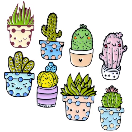 Gatuida 8 Stück Teiliges Niedliche Kaktus Anstecknadeln Cartoon Sukkulenten Broschen für Rucksäcke Kleidung und Taschen Modische Gepflanzte Pflanzen Pins von Gatuida