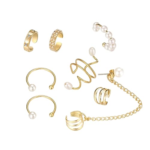 Gatuida 8 Stück Teiliges Ohrclips für Damen und Herren Nicht Piercing Perlen Ohrmanschetten Ohrringe Ohrschmuck für von Gatuida