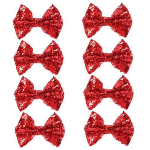 Gatuida 8 Stück Teiliges Rote Pailletten Schleifen Haarspangen für Frauen Glitzernde Haarschleifen Langlebige Haarklammern Festliche Haarclips für Weihnachten Geburtstag Party und von Gatuida