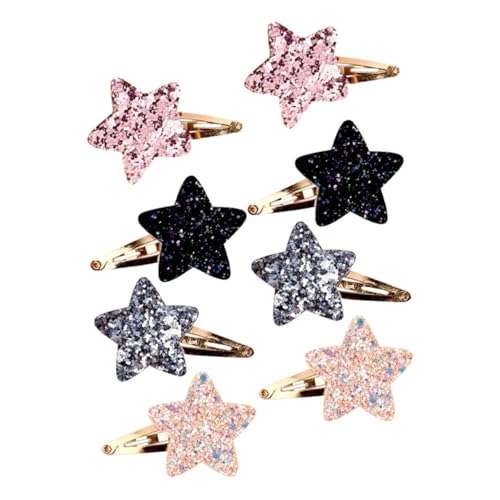 Gatuida 8 Stück Teiliges Stern Haarspangen für Mädchen Glitzernde Snap Clips Einfach Anzuwenden Sicherer Kindgerechtes Design für Tägliches Styling und Festliche Anlässe von Gatuida