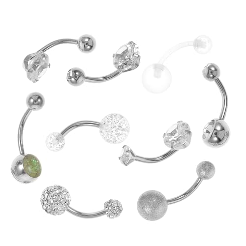 Gatuida 9 Stück Teiliges Bauchnabelpiercing aus Rostfreiem Edelstahl Glänzende Nabelringe mit Zirkonia Hautfreundlich Langlebig Modisches Navel Piercing Schmuck für Damen und Herren von Gatuida