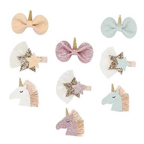 Gatuida 9stücke Einhorn Haarspange Mädchen Pailletten Bogen Clip Haar Accessoires Party Kopfschmuck Schleife Schmuck Für Geburtstag Hochzeit Shower Weihnachten von Gatuida