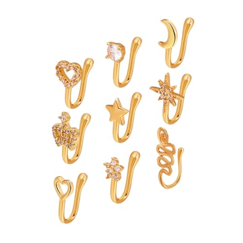 Gatuida 9 Stück Teiliges Kupfer No Piercing Nasenclip U Förmige Fake Nasenringe für Damen und Mädchen Modischer Leichter Nasenschmuck Piercing Langlebig und Hautfreundlich von Gatuida