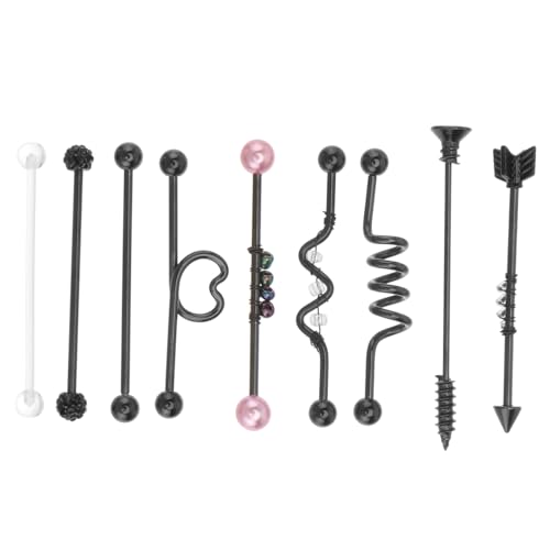 Gatuida 9 Stück Teiliges Set Lange Damen Ohrstecker Piercing Ohrhänger Schwarz Langlebiger Schmuck für Alltag und Festliche Anlässe von Gatuida