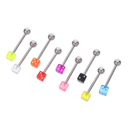 Gatuida 9 Stück Teiliges Zungenpiercing Bunte Würfelform Zungenschmuck für Damen und Herren Komfortabel Leicht und Modisch Täglicher Schmuck von Gatuida