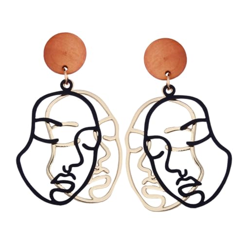Gatuida Abstrakte Gesicht Ohrstecker Damen Leichtes Doppelseitiges Design Auffälliger Schmuck für Alltag Hochzeit und Kreative Ohrdekoration mit Klaren Konturen Ohrhänger Schwarz von Gatuida