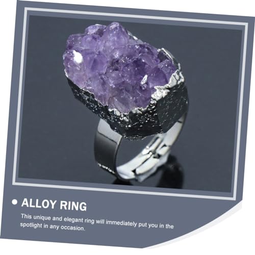 Gatuida Amethyst Ring Unregelmäßiger Kristallring Damen Modeschmuck Originelles Design Eleganter Finger Schmuck Stilvoll und Leicht Zu Tragen Geschenkidee von Gatuida