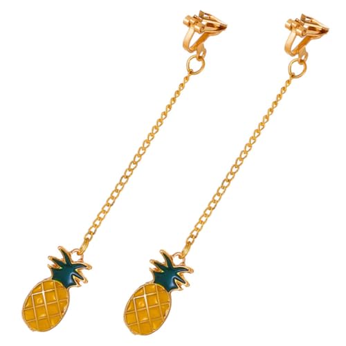 Gatuida Ansteck ohrclips Damen Ohrhänger mit Ketten Modische Ananas design Ohrringe aus Langlebiger Legierung Nickelfrei Süßes Statement schmuckstück für Geburtstag und Hochzeit von Gatuida