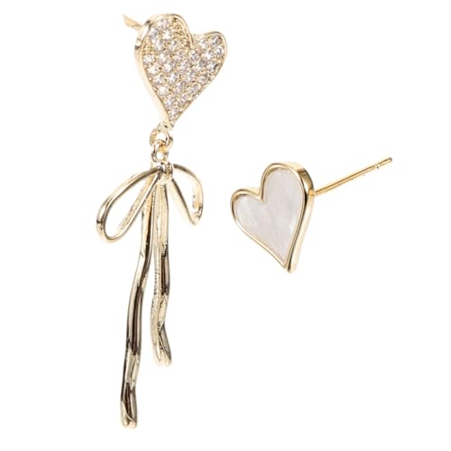 Gatuida Asymmetrische Herz Schleifen Ohrringe Damen Modeschmuck Leichte Kupfer Ohrhänger Elegantes Design Alltag Party von Gatuida