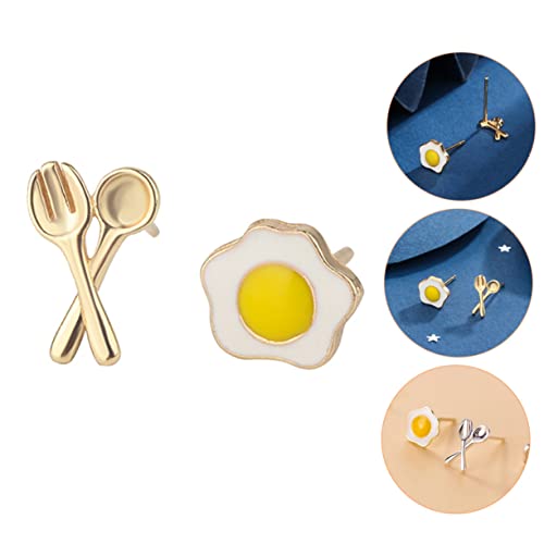 Gatuida Asymmetrische Ohrstecker Damen Lustige Statement Ohrhänger Süße Poached Egg Design Leicht und Hautfreundlich für Party Alltag und von Gatuida