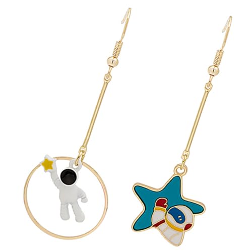 Gatuida Asymmetrische Stern und Astronaut Ohrringe Damen Ohrhänger Modisch Ästhetisch Glatte Oberfläche Leichter Schmuck für Eleganten Look und Vielseitige Outfits von Gatuida